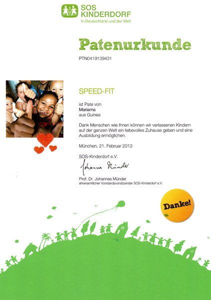 SPEED-FIT Patenurkunde